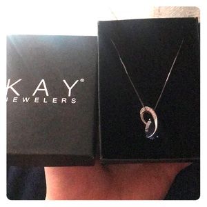 Sapphire and diamond  925 sterling silver necklace